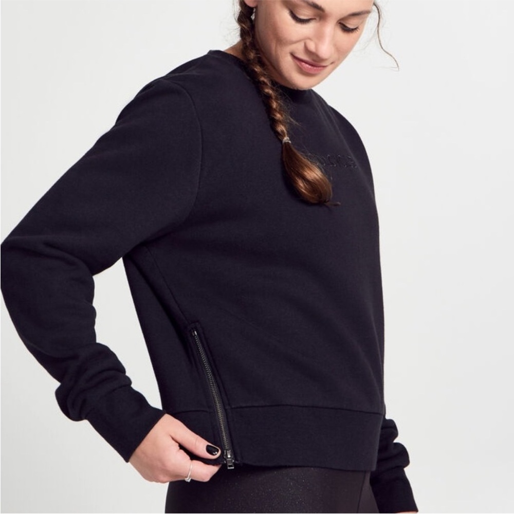 SoulCycle black size zipper sweatshirt logo tone on tone Medium